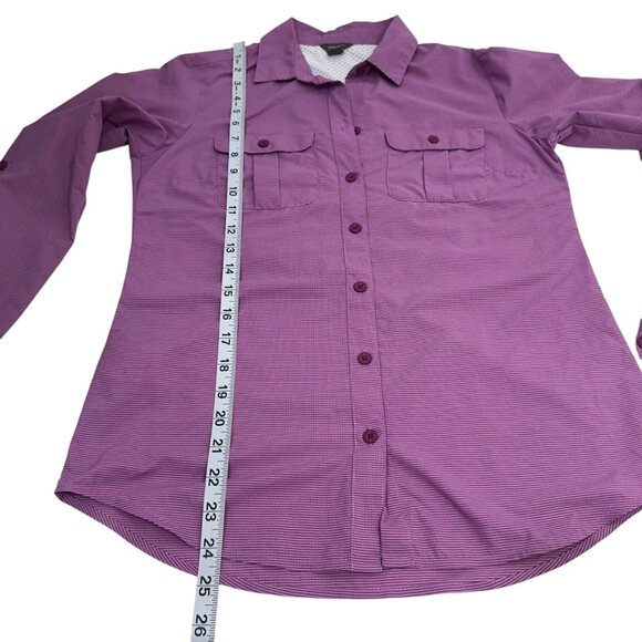 Eddie Bauer Womens XS Purple Button-Up Shirt Dual Chest Pockets Roll Tap Sleeves - Picture 6 of 12